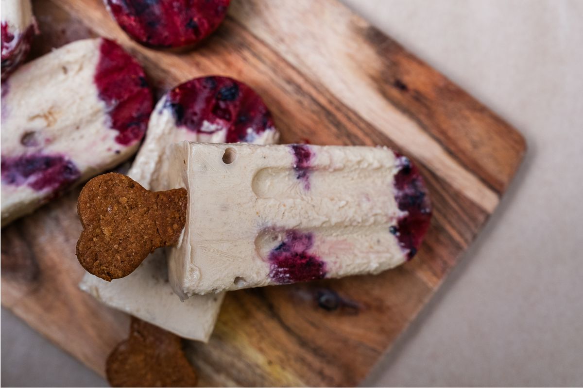 Peanut butter and berry pupsicles